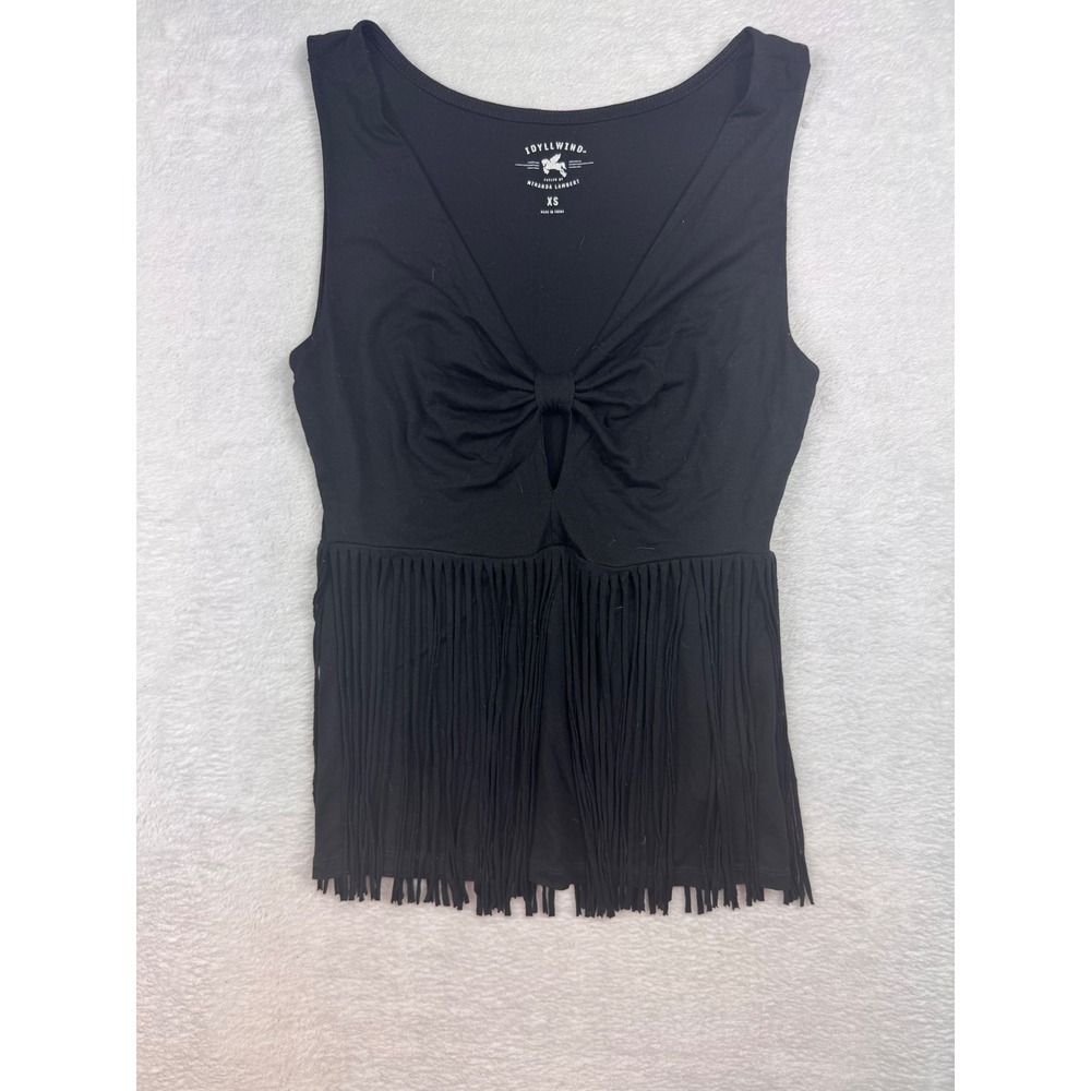 Idyllwind Miranda Lambert Black Fringe V-Neck Keyhole Tank Top XS Country